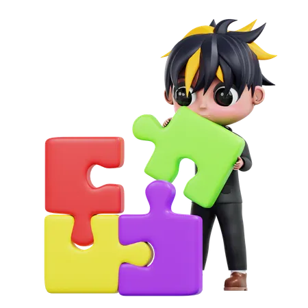 Puzzle de connexion d'homme d'affaires  3D Illustration