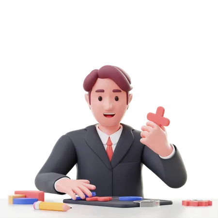 Homme d'affaires faisant une stratégie d'entreprise  3D Illustration
