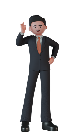 Homme d'affaires debout  3D Illustration