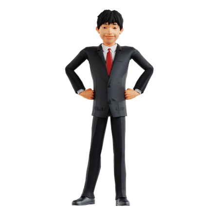 Homme d'affaires debout en toute confiance  3D Illustration