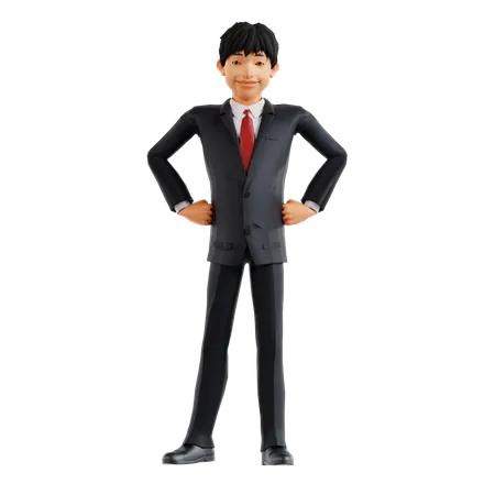 Homme d'affaires debout en toute confiance  3D Illustration