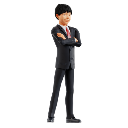 Homme d'affaires debout en toute confiance  3D Illustration