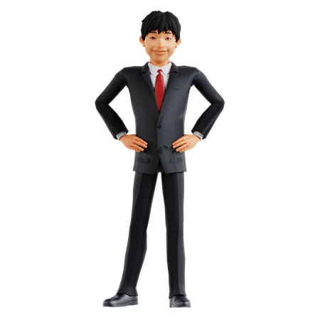 Homme d'affaires debout en toute confiance  3D Illustration