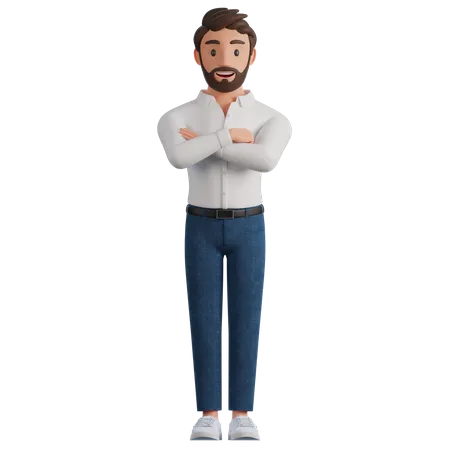 Homme d'affaires debout en toute confiance  3D Illustration