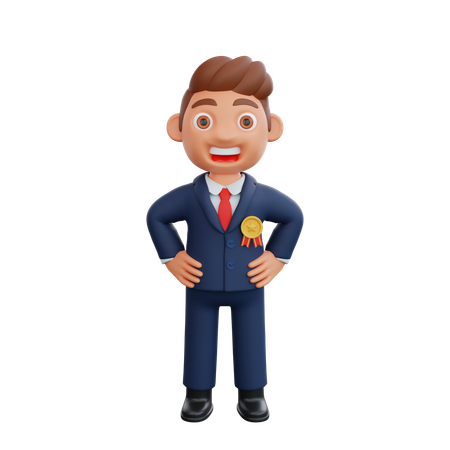 Homme d'affaires debout en toute confiance  3D Illustration