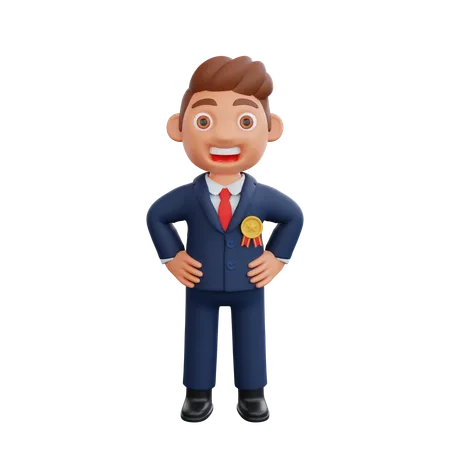 Homme d'affaires debout en toute confiance  3D Illustration