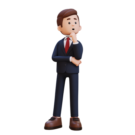 Homme d'affaires debout et pensant  3D Illustration