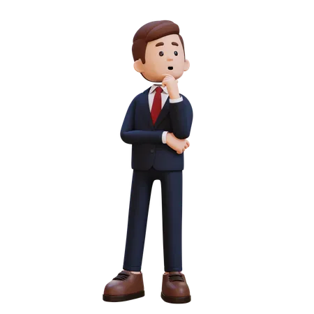 Homme d'affaires debout et pensant  3D Illustration