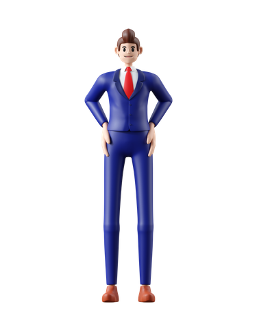 Poste debout d'homme d'affaires  3D Illustration