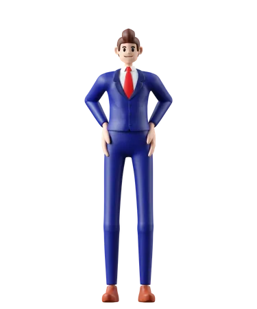 Poste debout d'homme d'affaires  3D Illustration