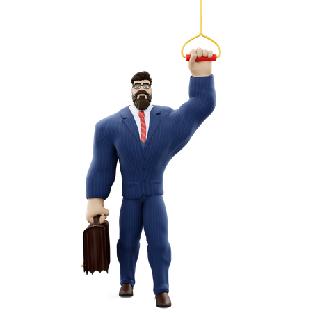 Homme d'affaires se déplaçant en métro  3D Illustration