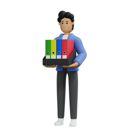 Homme d'affaires détenant des documents  3D Icon