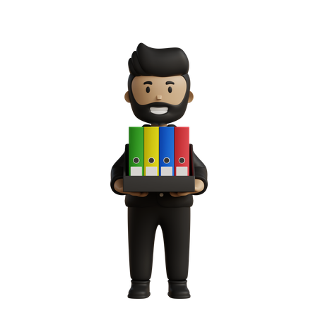 Homme d'affaires détenant des fichiers  3D Icon