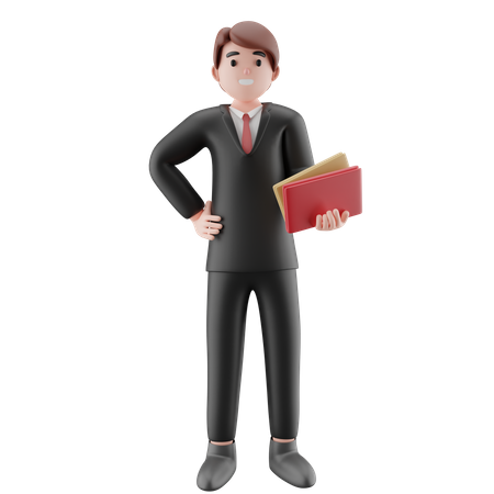 Homme d'affaires détenant un document  3D Icon