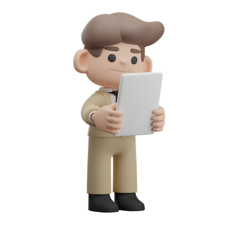 Homme d'affaires détenant un rapport d'activité  3D Icon