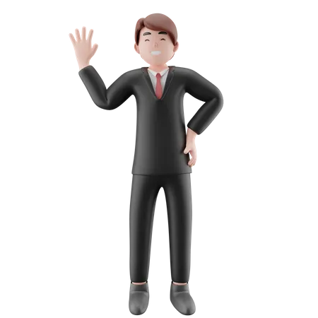 Homme d'affaires disant bonjour  3D Illustration