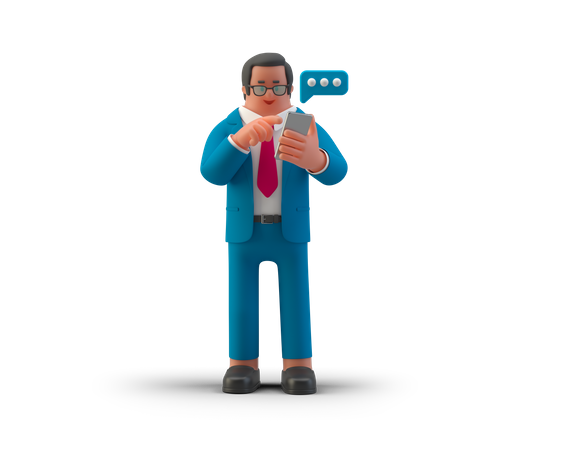 Homme d'affaires discutant sur smartphone  3D Illustration