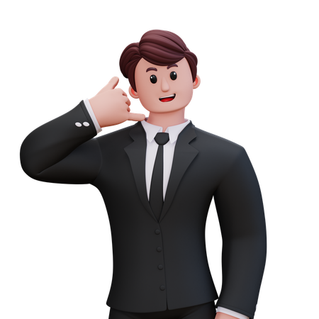 Homme D'affaires Donnant Appelez-moi Pose  3D Illustration