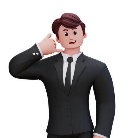 Homme D'affaires Donnant Appelez-moi Pose  3D Illustration