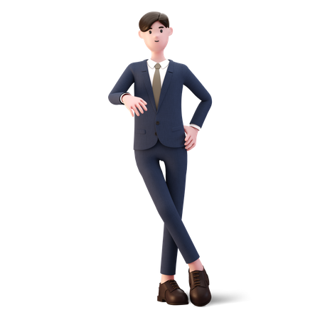 Homme d'affaires donnant une pose debout  3D Illustration