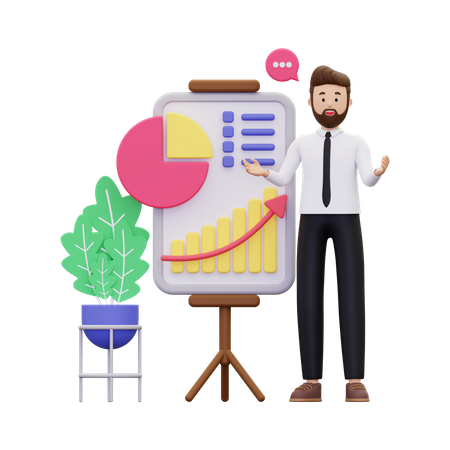 Homme d'affaires donnant une présentation  3D Icon