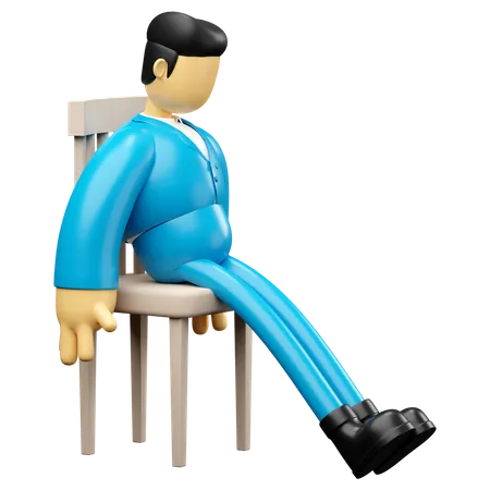 Homme d'affaires dormant sur une chaise  3D Illustration