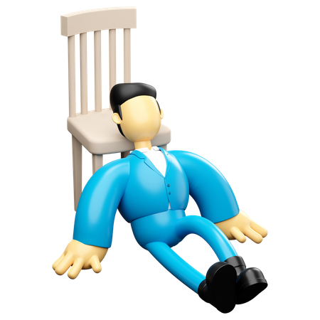 Homme d'affaires dormant sur une chaise  3D Illustration