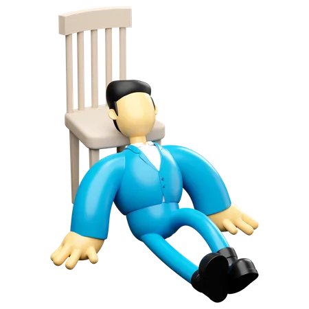 Homme d'affaires dormant sur une chaise  3D Illustration