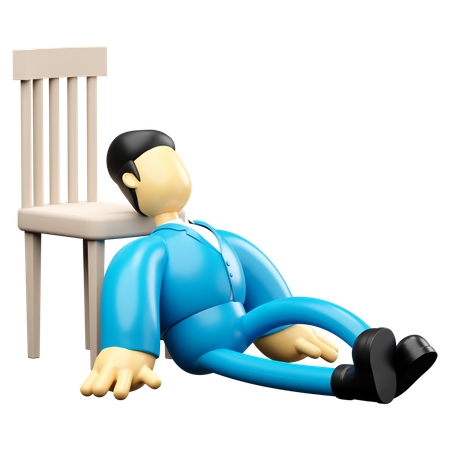 Homme d'affaires dormant sur une chaise  3D Illustration