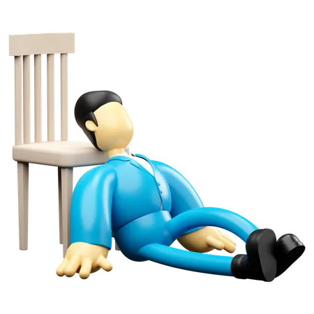 Homme d'affaires dormant sur une chaise  3D Illustration