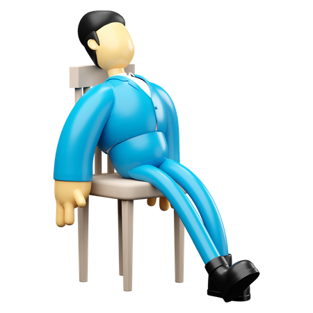 Homme d'affaires dormant sur une chaise  3D Illustration