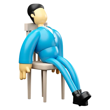 Homme d'affaires dormant sur une chaise  3D Illustration