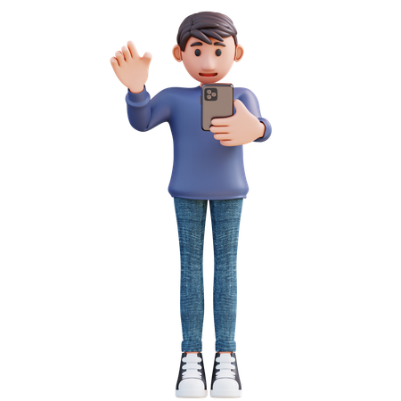 Homme d'affaires effectuant un appel vidéo  3D Icon