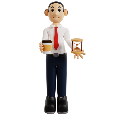 Homme d'affaires efficace avec du café  3D Illustration