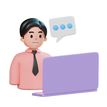 Homme d'affaires en appel vidéo  3D Icon