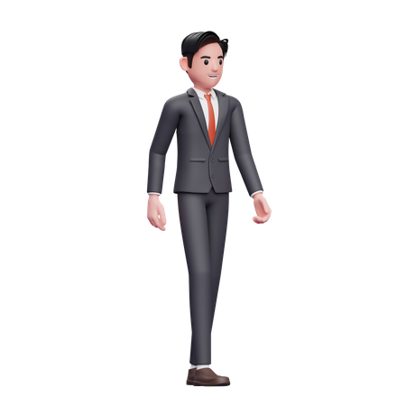 Homme d'affaires en costume formel marchant  3D Illustration