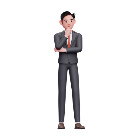 Homme d'affaires en costume formel pensant  3D Illustration