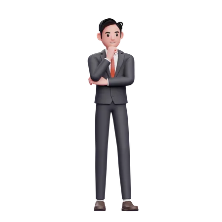 Homme d'affaires en costume formel pensant  3D Illustration