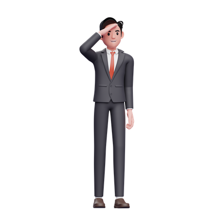 Homme d'affaires en costume formel regardant au loin  3D Illustration