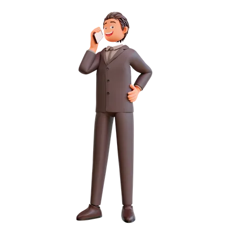 Homme d'affaires et téléphone portable  3D Illustration