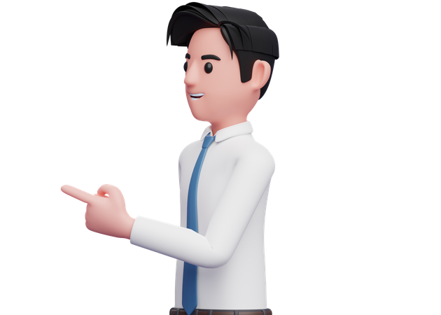 Homme d'affaires face à côté et pointant  3D Icon