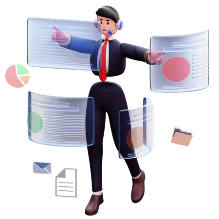 Homme d'affaires faire du multitâche  3D Icon