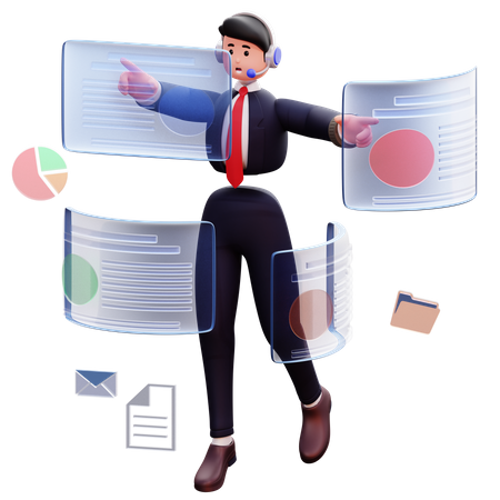 Homme d'affaires faire du multitâche  3D Illustration