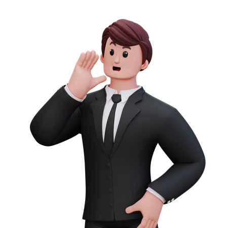 Homme d'affaires faisant le bon cri  3D Illustration