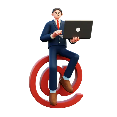 Homme d'affaires faisant du marketing par courrier électronique  3D Illustration