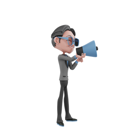 Homme d'affaires faisant du marketing  3D Illustration