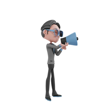 Homme d'affaires faisant du marketing  3D Illustration