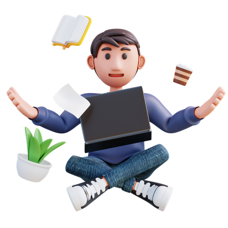 Homme d'affaires faisant de la méditation  3D Illustration