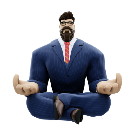 Homme d'affaires faisant de la méditation  3D Illustration