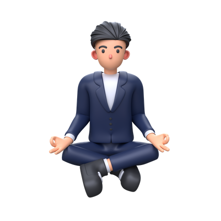 Homme d'affaires faisant de la méditation  3D Illustration